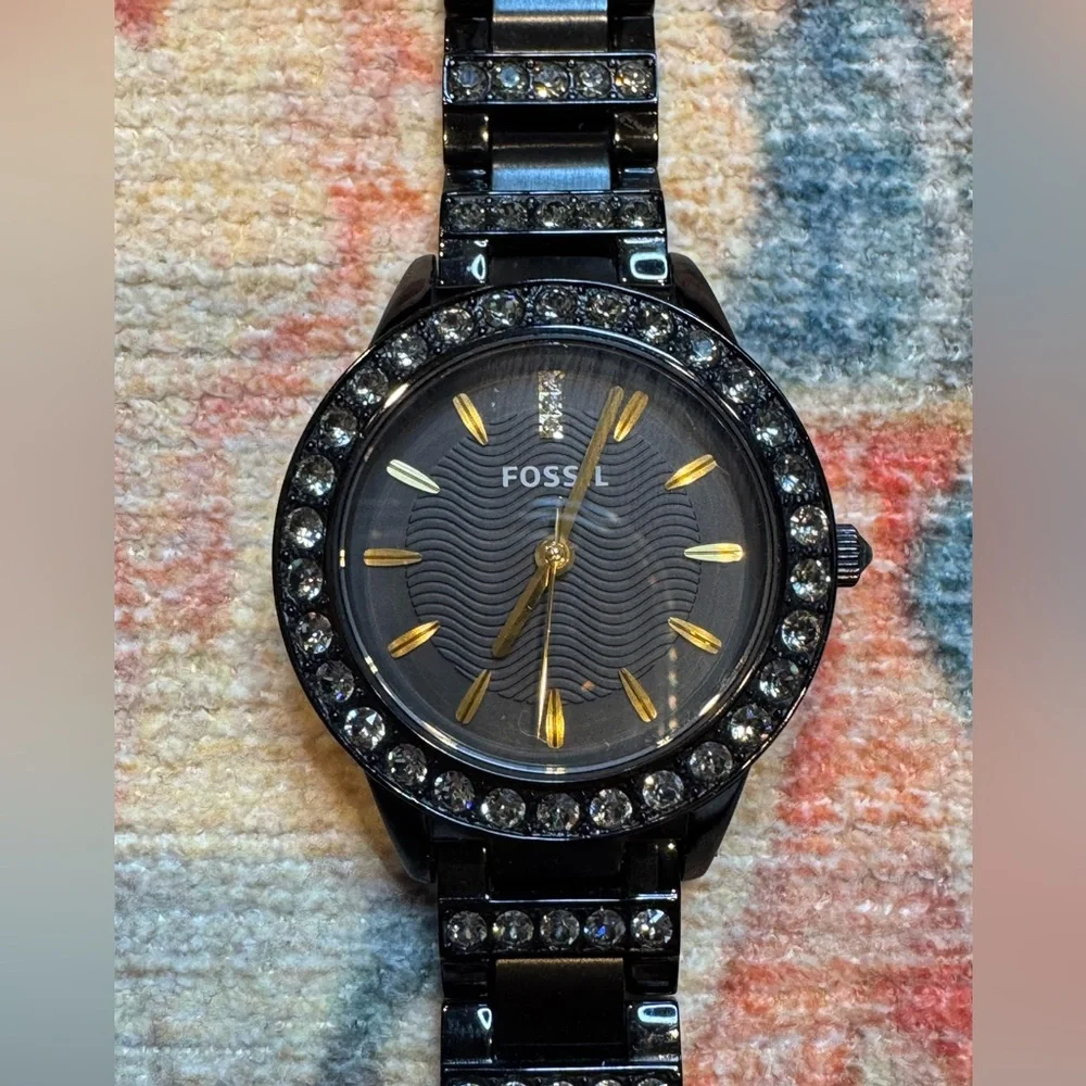 FOSSIL Women’s ES3649 Jesse Crystal Accented Black Stainless Steel Watch - Picture 3 of 9